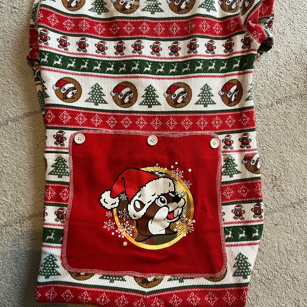 Buccee’s longjohn Christmas pjs! With booty flap! Adult small! Like New!